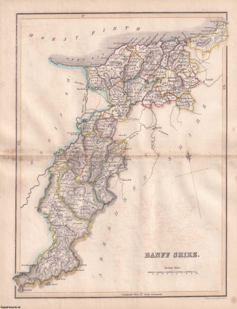 Item #363657 1845 Banffshire. Outline Hand Coloured Map, Engraved by W.H. Lizars. 19 x 24 cms,...