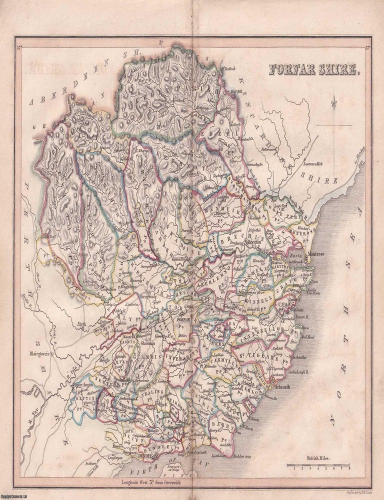 Item #363661 1845 Forfarshire. Outline Hand Coloured Map, Engraved by W.H. Lizars. 19 x 24 cms,...