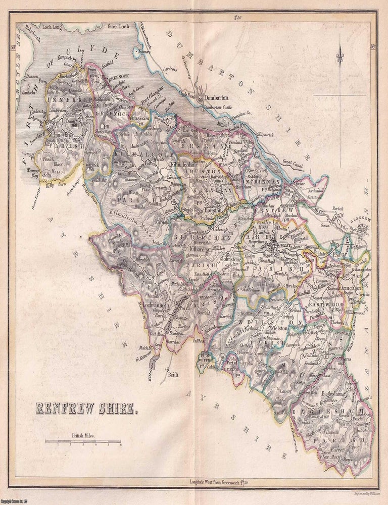 Item #363667 1845 Renfrewshire. Outline Hand Coloured Map, Engraved by W.H. Lizars. 19 x 24 cms,...