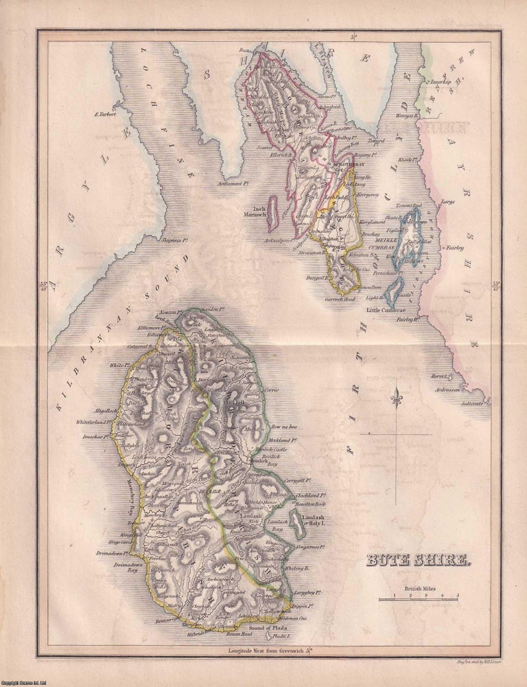 Item #363669 1845 Buteshire. Outline Hand Coloured Map, Engraved by W.H. Lizars. 19 x 24 cms,...