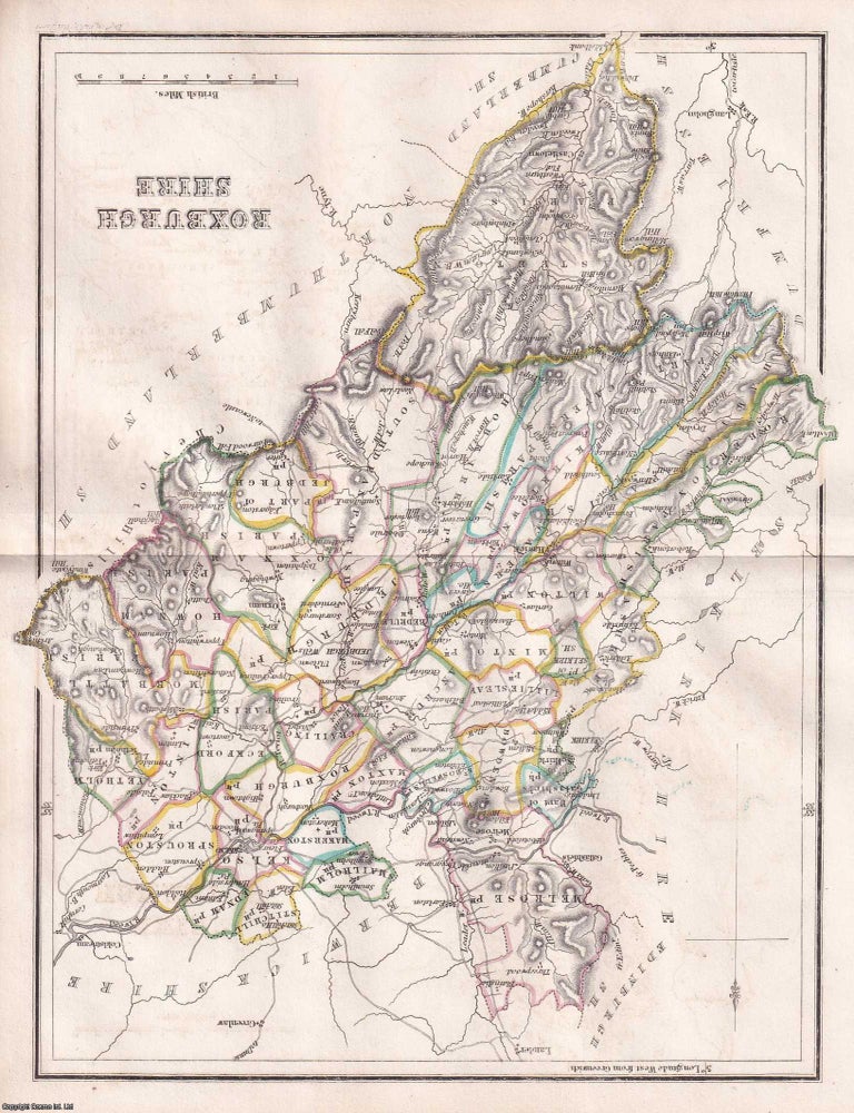 Item #363672 1845 Roxburghshire. Outline Hand Coloured Map, Engraved by W.H. Lizars. 19 x 24 cms,...