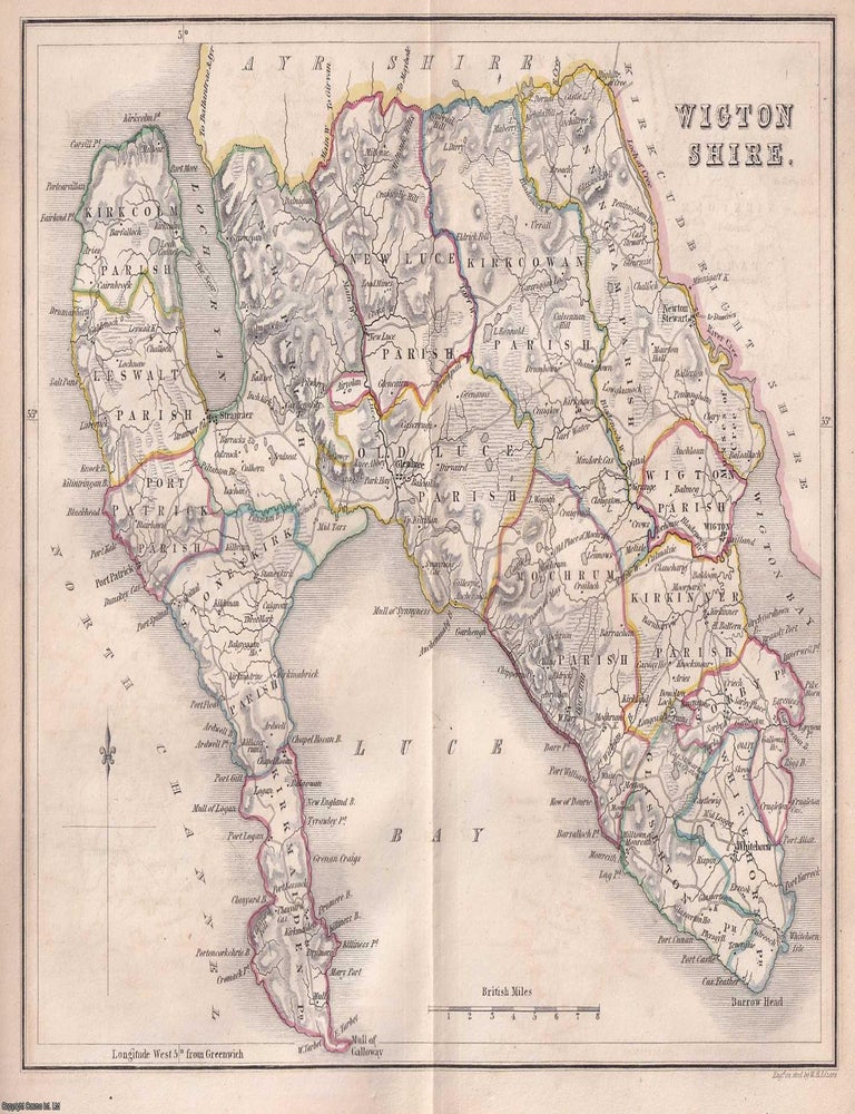 Item #363674 1845 Wigton Shire. Outline Hand Coloured Map, Engraved by W.H. Lizars. 19 x 24 cms,...