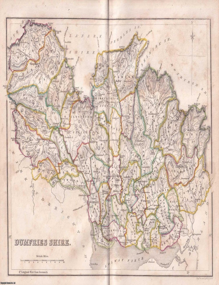 Item #363676 1845 Dumfrieshire. Outline Hand Coloured Map, Engraved by W.H. Lizars. 19 x 24 cms,...