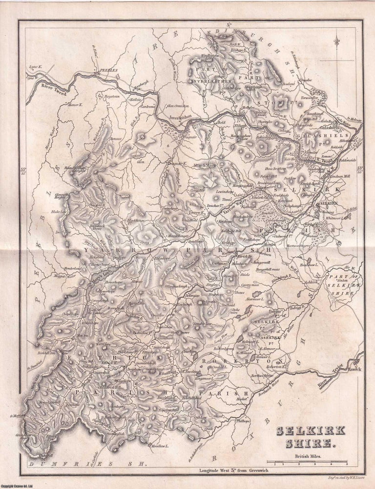Item #363680 Selkirkshire. Outline Uncoloured Map, Engraved by W.H. Lizars. 19 x 24 cms, folded...