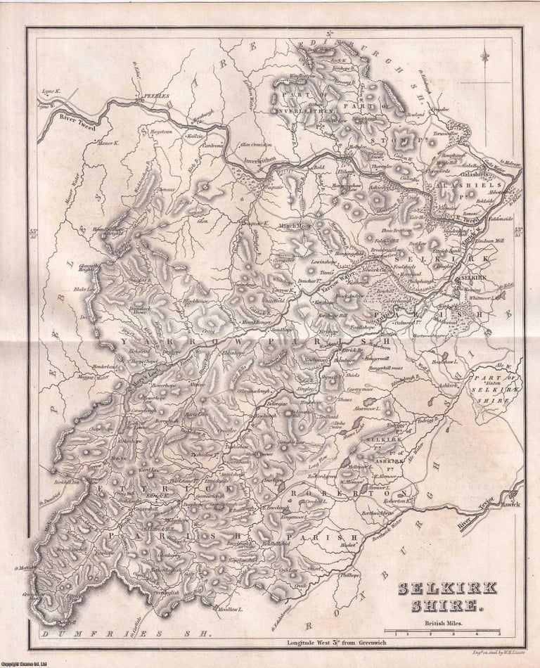 Item #363680 Selkirkshire. Outline Uncoloured Map, Engraved by W.H. Lizars. 19 x 24 cms, folded...
