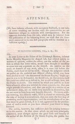 A critical letter regarding John Playfair's review of Olinthus Gregory's. Edinburgh Review.