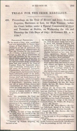Irish Rebellion Trials, 1798; Trial of Henry & John Sheares. Irish Rebellion.