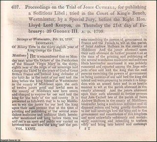 Item #363737 Proceedings on the Trial of John Cuthell, for Publishing a Seditious Libel at...