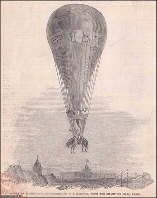 Item #363904 Mr Poiteven's horseback balloon ascent, Champ de Mars, Paris. An original print from...
