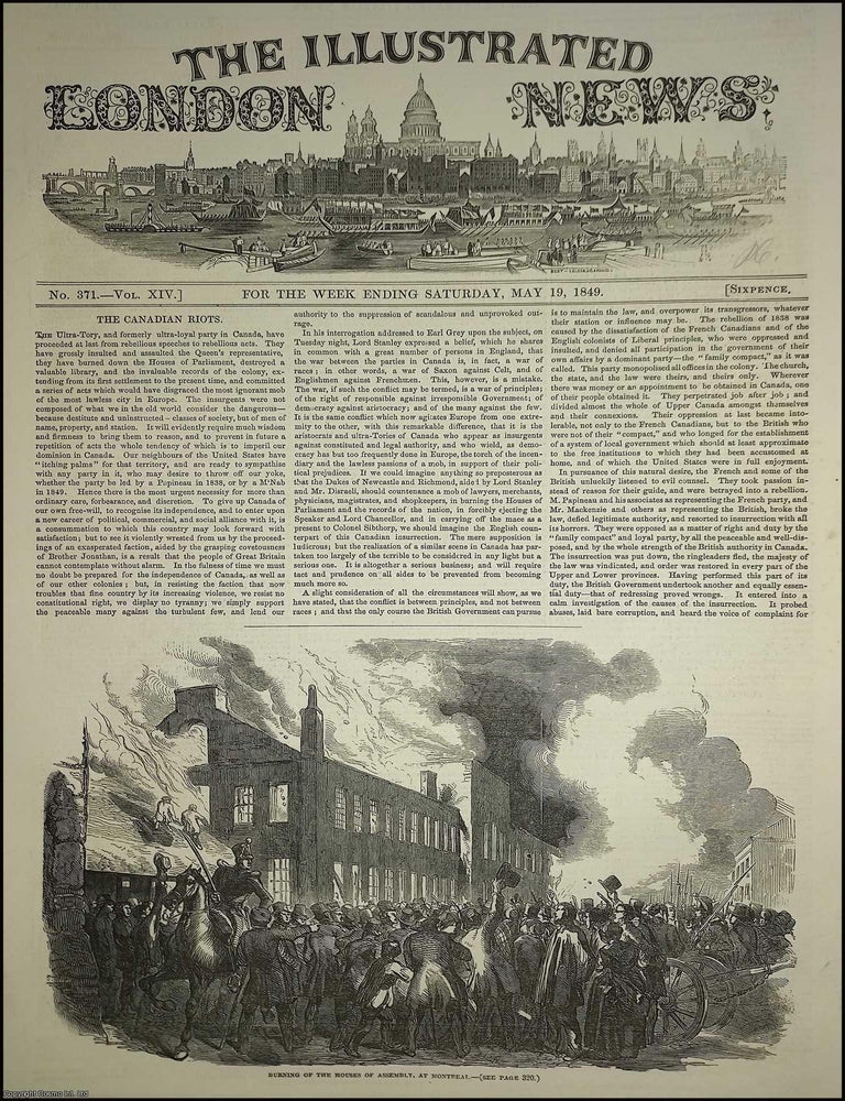 Item #363962 The Ultra-Tory Canadian Riots. A rare, original print from The Illustrated London...