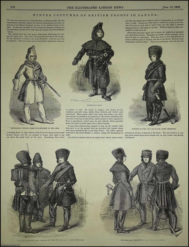 Item #363965 Winter Costumes of British Troops in Canada. A rare, original print from The...