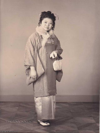 Kimono Costume Japanese Portraits, Real Photographs. A collection of 5 single person photographs, each mounted in individual folders, with tissue guards: Saito Photo Studio Takai (x2); Ikegami Photo Studio; Hirayama Photo Museum Ogikubo; Shinjuku Station Building Photography Rainbow Hall.