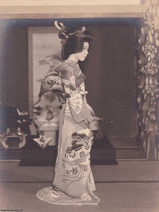 Kimono Costume Japanese Portraits, Real Photographs. A collection of 5 single person photographs, each mounted in individual folders, with tissue guards: Saito Photo Studio Takai (x2); Ikegami Photo Studio; Hirayama Photo Museum Ogikubo; Shinjuku Station Building Photography Rainbow Hall.