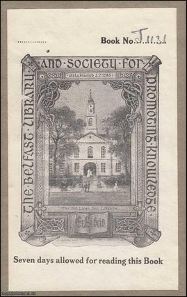 Item #364131 Decorative Bookplate. The Belfast Library and Society for Promoting Knowledge....