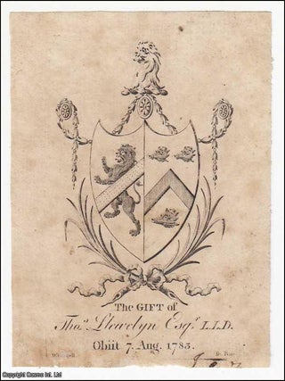 Decorative Bookplate. The Gift of Thomas Llewelyn Esq., L.L.D., 7 Aug 1783. DECORATIVE BOOKPLATE.