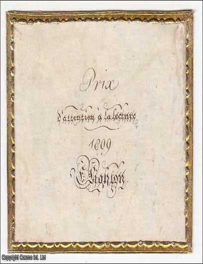 Item #364133 Decorative Bookplate. Prix L'attention a la lecture 1809. DECORATIVE BOOKPLATE.