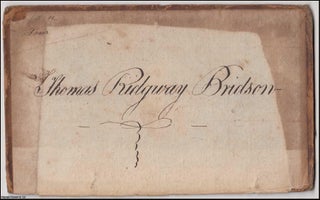 Item #364153 Thomas Ridgway Bridson. Written in ink in a large hard, on the reverse of a single...