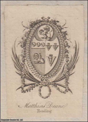 Item #364156 Decorative Bookplate. Matthias Deane, Reading. Undated, but from the design likely...