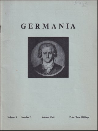 Germania. Volume 1, Number 3. Autumn 1961. See picture for details of the contents. Published by Bristol University 1961.