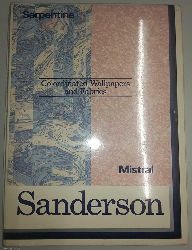 Item #364333 Sanderson. Wallpapers and fabrics. Serpentine; A Sanderson interpretation of a hand made Venetian decorative paper, with samples of wallpaper and fabrics. Mistral; A classic scumble effect, with samples of wallpaper and fabrics. Published by Sanderson Undated, c.1988. Art, Design.