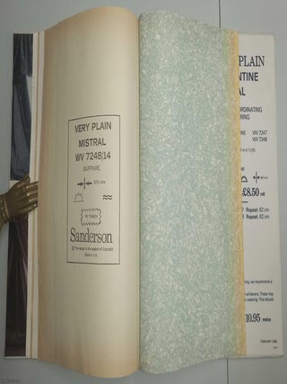 Sanderson. Wallpapers and fabrics. Serpentine; A Sanderson interpretation of a hand made Venetian decorative paper, with samples of wallpaper and fabrics. Mistral; A classic scumble effect, with samples of wallpaper and fabrics. Published by Sanderson Undated, c.1988.