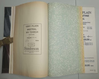 Sanderson. Wallpapers and fabrics. Serpentine; A Sanderson interpretation of a hand made Venetian decorative paper, with samples of wallpaper and fabrics. Mistral; A classic scumble effect, with samples of wallpaper and fabrics. Published by Sanderson Undated, c.1988.