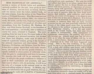 Item #364362 1837. Miss Martineau on America. FEATURED in Chambers' Edinburgh Journal. A single...