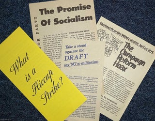 1970s leaflets; Anti-Draft, Campaign Reform, Promise of Socialism, What is. US PROTEST MOVEMENTS.
