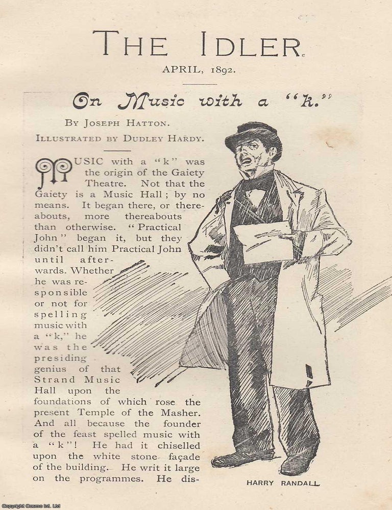 Item #364447 On Music with a 'K'. An original article from the Idler Magazine, 1892. Joseph Hatton.