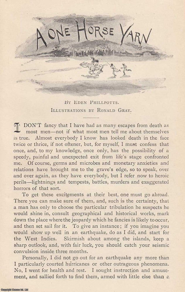 Item #364463 A One Horse Yarn. 14 pages & 13 illustrations. An article printed in 1893,...