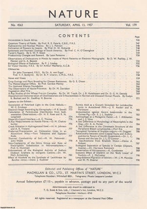 Item #364507 Nature, Volume 179, Number 4563. Nature, A Weekly Journal of Science. Saturday,...
