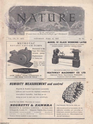 Nature, Volume 179, Number 4572. Nature, A Weekly Journal of Science. Saturday, June 15th, 1957.