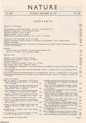 Item #364531 Nature, Volume 180, Number 4587. Nature, A Weekly Journal of Science. Saturday,...