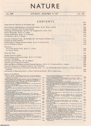 Item #364542 Nature, Volume 180, Number 4598. Nature, A Weekly Journal of Science. Saturday,...