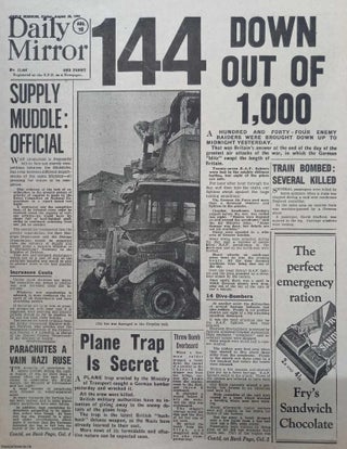Item #364567 144 Down Out Of 1,000. The Daily Mirror, August 16, 1940. A modern reprint of the...