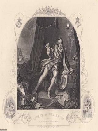 William Hogarth : Cartoons at Hampton Court; Sancho Starved by His Physician; Garrick as Richard 3rd; Christ & His Disciples; The Beggars Opera Burlesqued. A collection of 5 Steel engravings, image area varies. This is a group of original 156 year old prints separated from The Complete Works of William Hogarth, London, printed 1870.