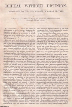 1843 : Repeal without Disunion addressed to the Inhabitants of. IRELAND.