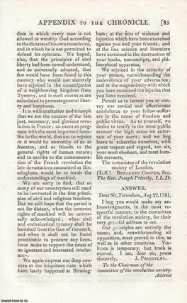 Pieces on Joseph Priestley, the Birmingham Riots, the London Corresponding Society, and the French National Convention from the Annual Register for 1791 and 1792.