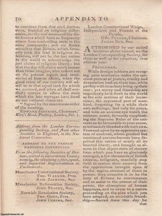 Pieces on Joseph Priestley, the Birmingham Riots, the London Corresponding Society, and the French National Convention from the Annual Register for 1791 and 1792.