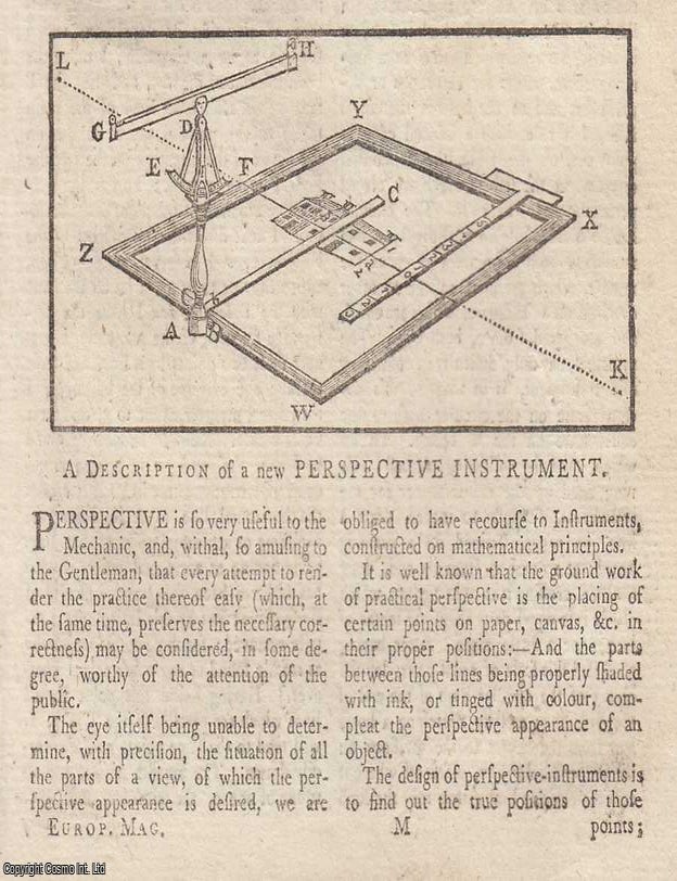 Item #365056 A description of a new perspective instrument, from the European Magazine, 1782....