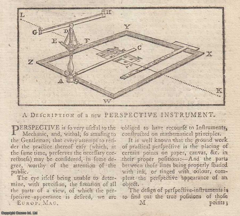 Item #365056 A description of a new perspective instrument, from the European Magazine, 1782....