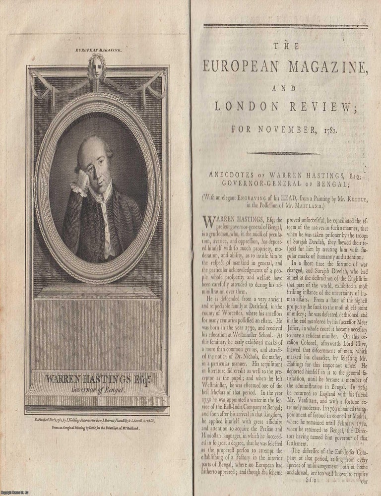 Item #365068 Anecdotes of Warren Hastings, Governor General of Bengal, with an engraved portrait...