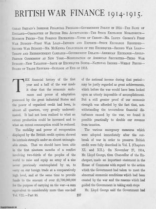 World War 1 : British War Finance, 1914-1915. An uncommon original article from The Times History of the War, 1916.