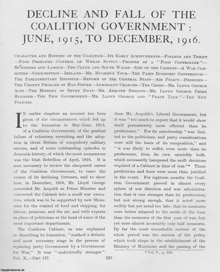 Item #365324 World War 1 : Decline and Fall of the Coalition Government : June, 1915, to...