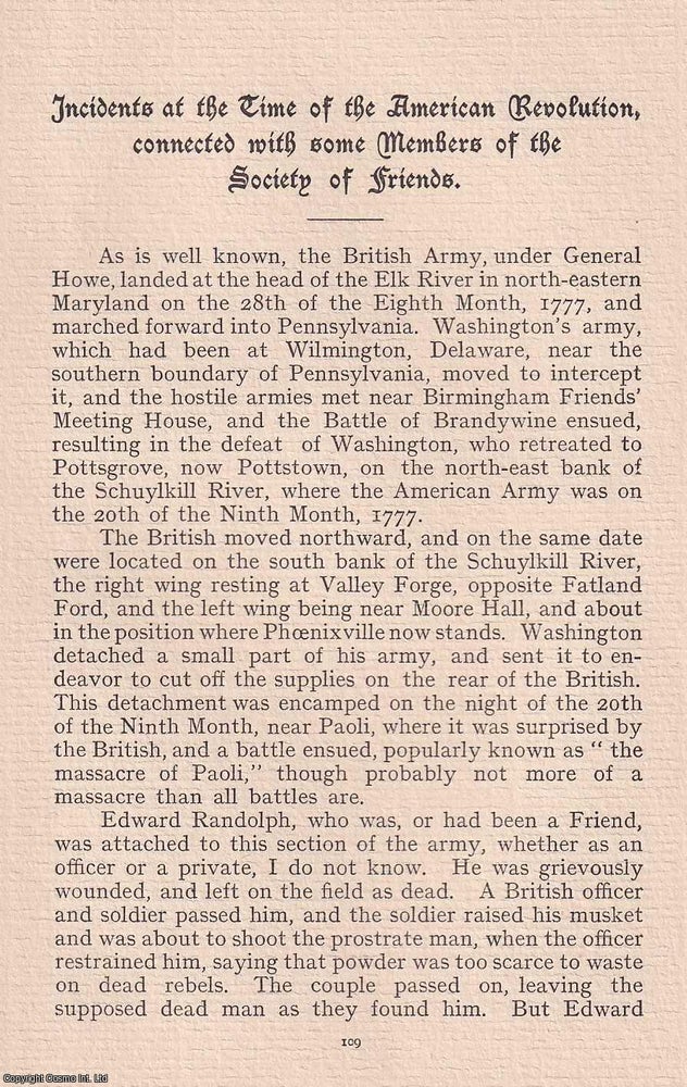 Item #365518 Quakers: Incidents at the Time of the American Revolution, connected with some...