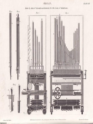 1818. Music Organs. 4 original plates: Interior Profile of an English Choir Organ; Flight &. MUSIC.