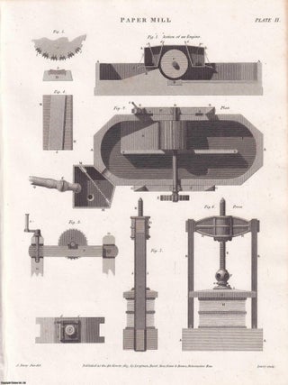1818. Paper Mills. 2 original plates. From Abraham Rees' Cyclopaedia, or Universal Dictionary of Arts, Sciences, and Literature.