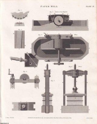 1818. Paper Mills. 2 original plates. From Abraham Rees' Cyclopaedia, or Universal Dictionary of Arts, Sciences, and Literature.