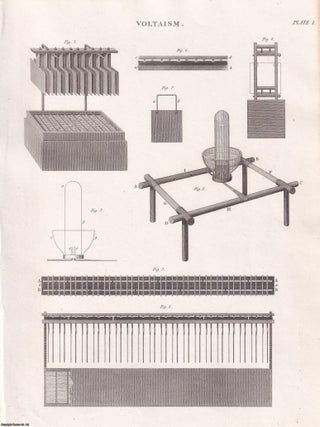 1818. Voltaism. An original plate. From Abraham Rees' Cyclopaedia, or Universal Dictionary. ELECTRICITY.