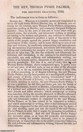The Trial of the Rev. Thomas Fyshe Palmer, for Seditious. SCOTTISH MARTYRS.